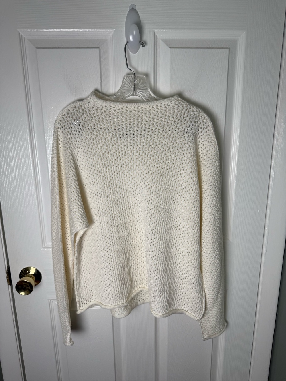 Frank & Eileen Monterey Pointelle Rolled Funnel Neck Sweater in Ivory M - Picture 2 of 7